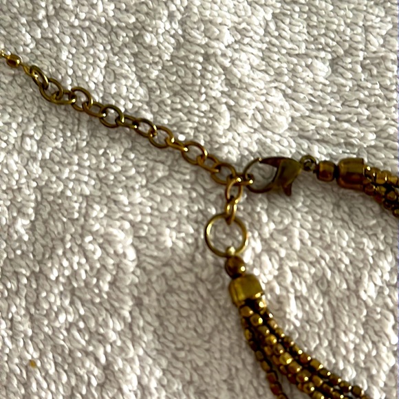 Vintage Multi Strand Metal Beaded Clasp Necklace 30 Inch - Picture 5 of 7